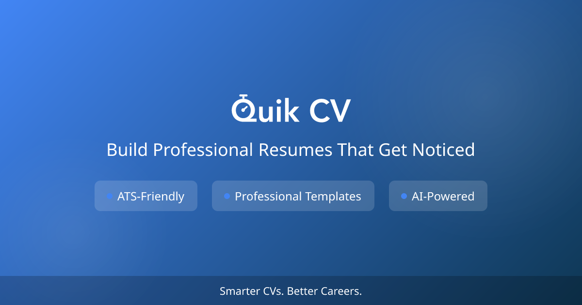 Curated visual reference: Fresh Look at Quikcv Create Professional Resumes In Minutes